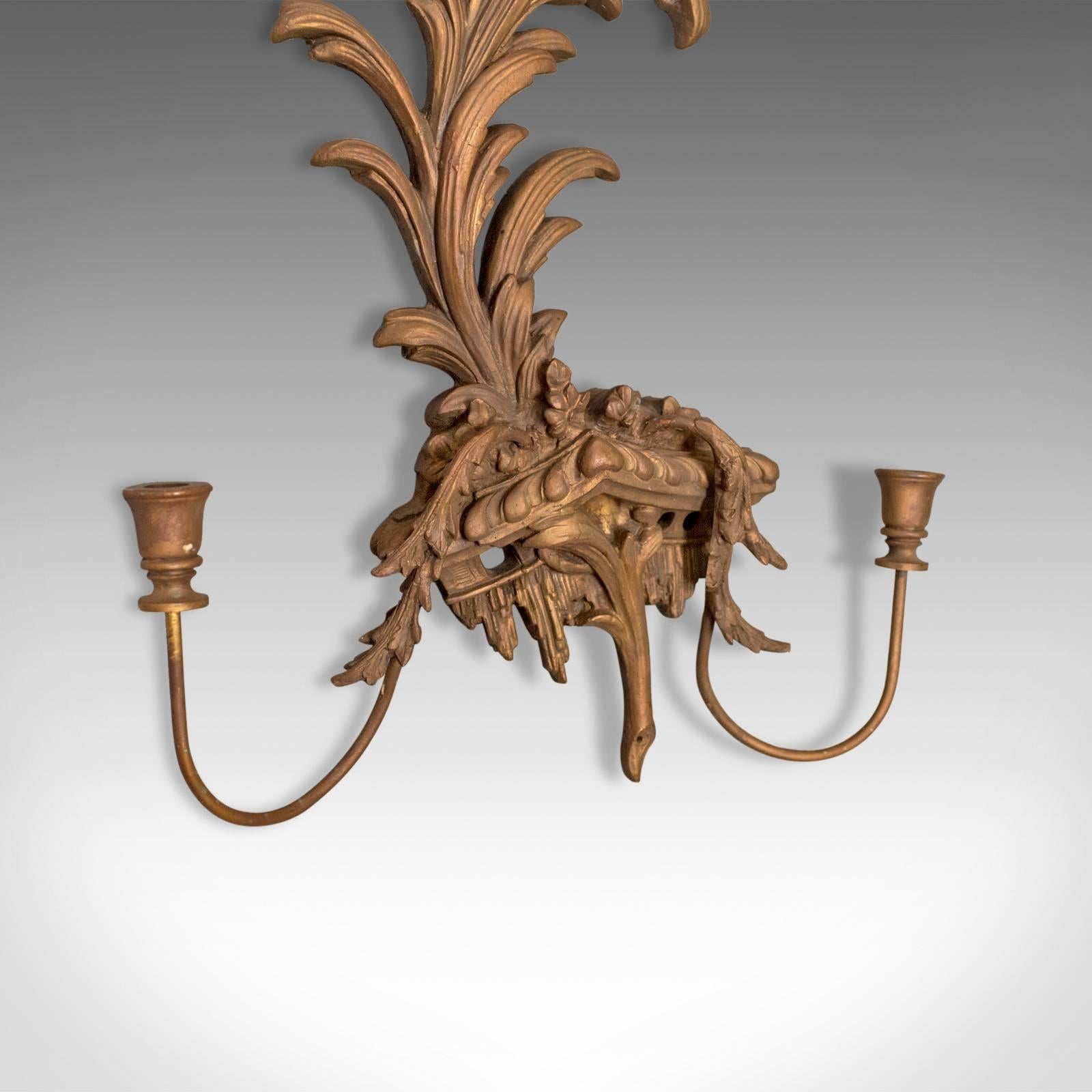 Large Vintage Wall Sconce, 20th Century Rococo Revival, Girandole, Candle Stand In Good Condition In Hele, Devon, GB
