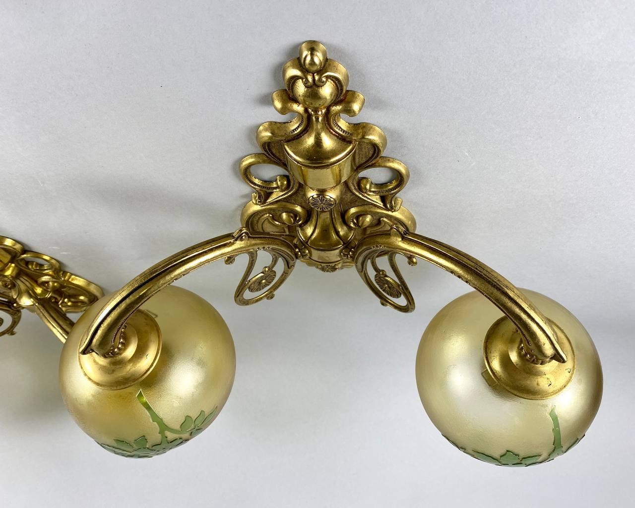 Große Vintage-Wandleuchter  Art Nouveau Paar Doppelarm-Wandlampen im Angebot 3