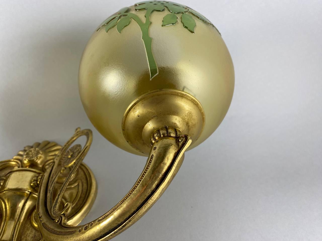 Große Vintage-Wandleuchter  Art Nouveau Paar Doppelarm-Wandlampen im Angebot 4