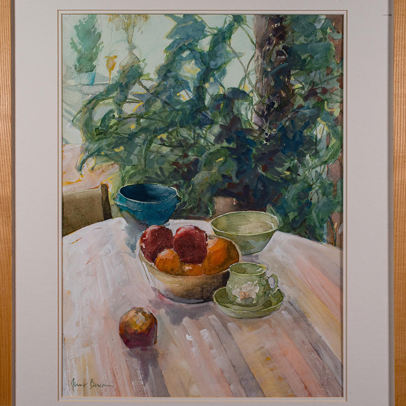 British Large Vintage Watercolour, English, Framed Art, Still Life, Signed, Circa 1990 For Sale