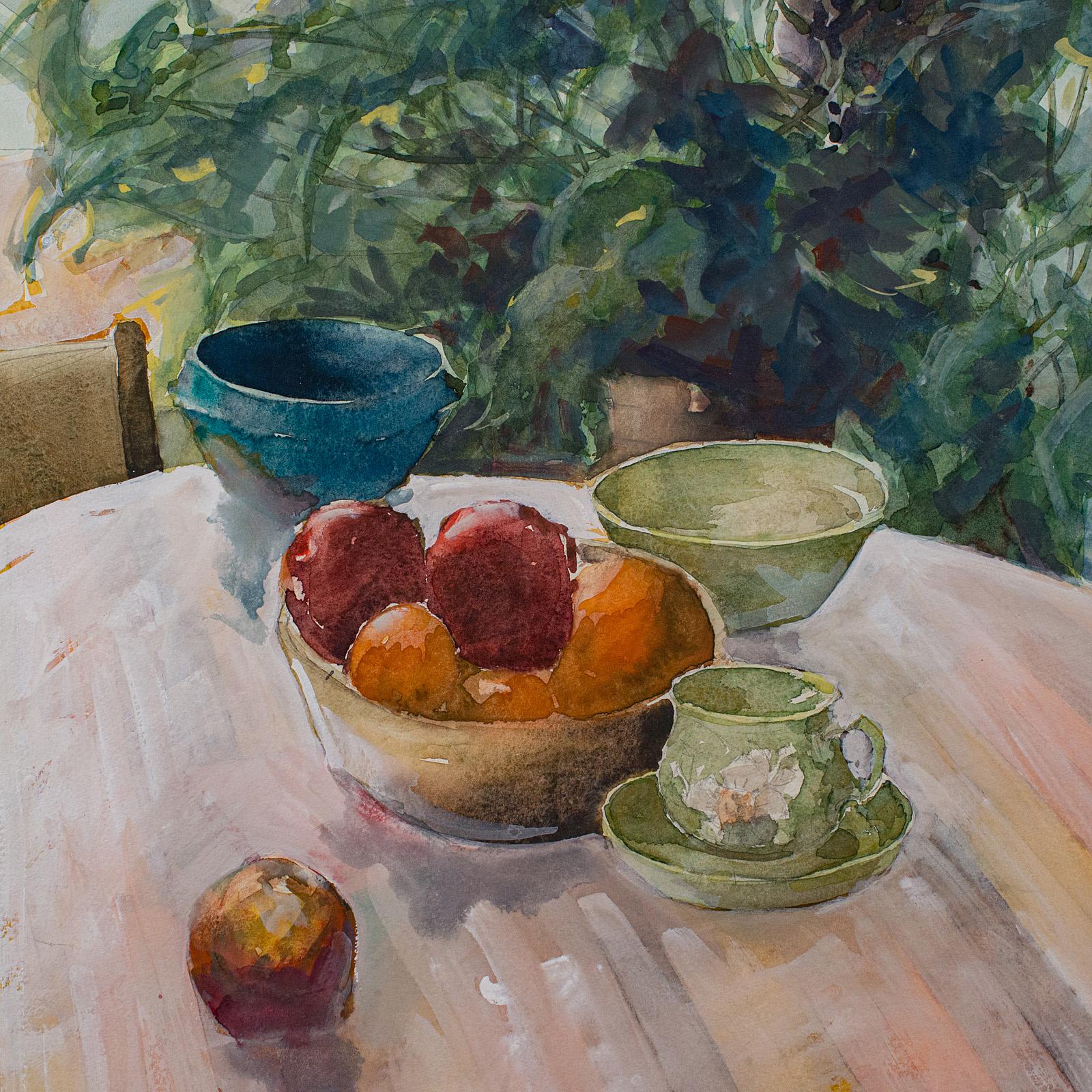 Large Vintage Watercolour, English, Framed Art, Still Life, Signed, Circa 1990 In Good Condition For Sale In Hele, Devon, GB