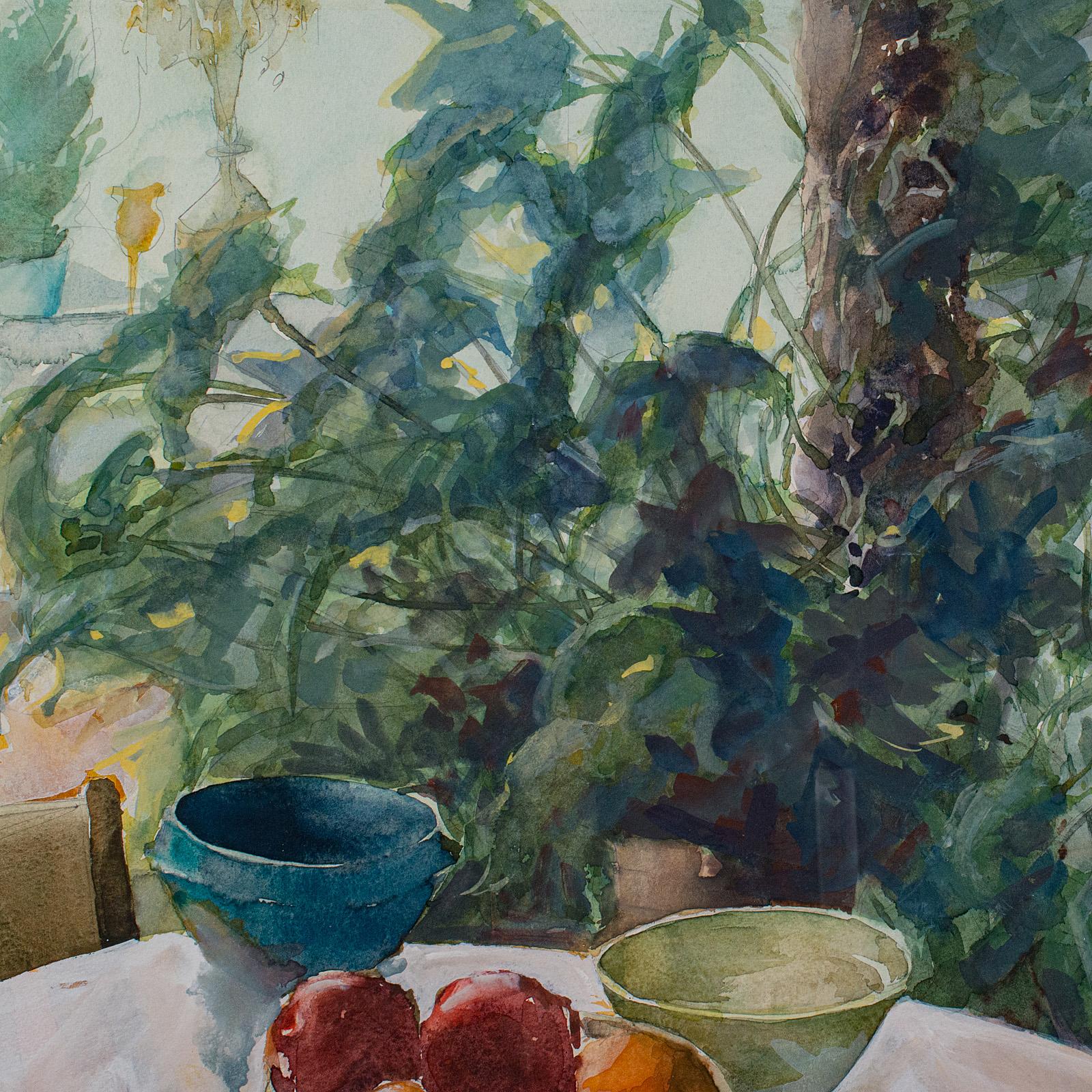 20th Century Large Vintage Watercolour, English, Framed Art, Still Life, Signed, Circa 1990 For Sale