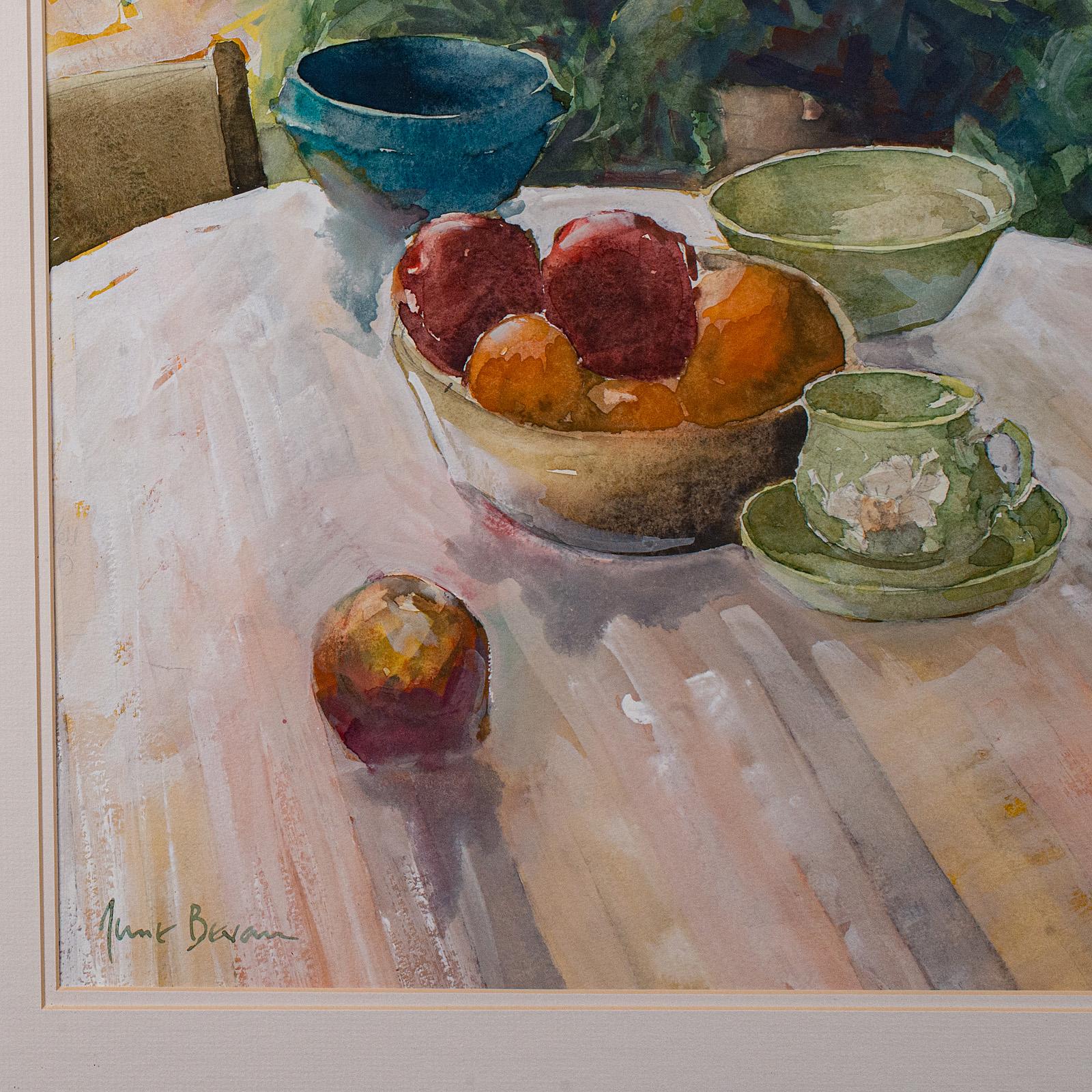 Paper Large Vintage Watercolour, English, Framed Art, Still Life, Signed, Circa 1990 For Sale
