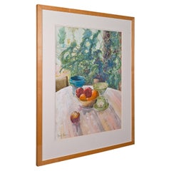 Large Vintage Watercolour, English, Framed Art, Still Life, Signed, Circa 1990
