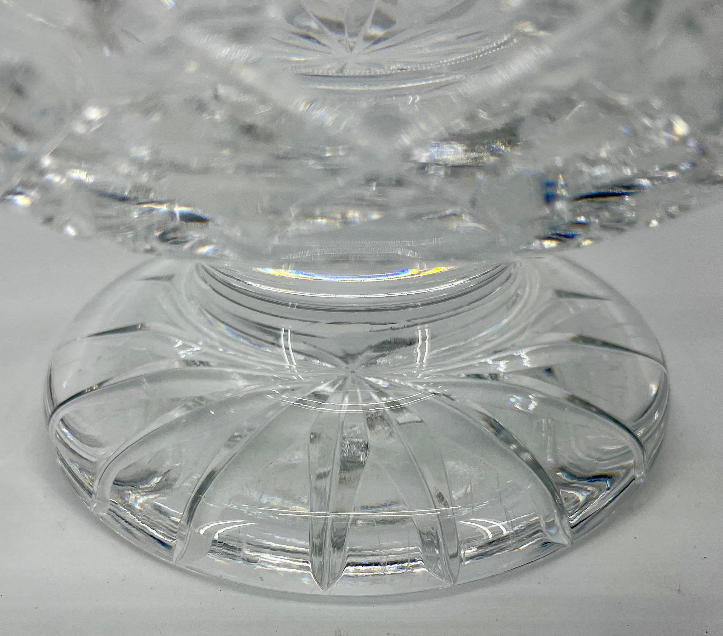 Faceted Large Vintage Waterford Cut Crystal Footed Bowl, Ireland, 1950's