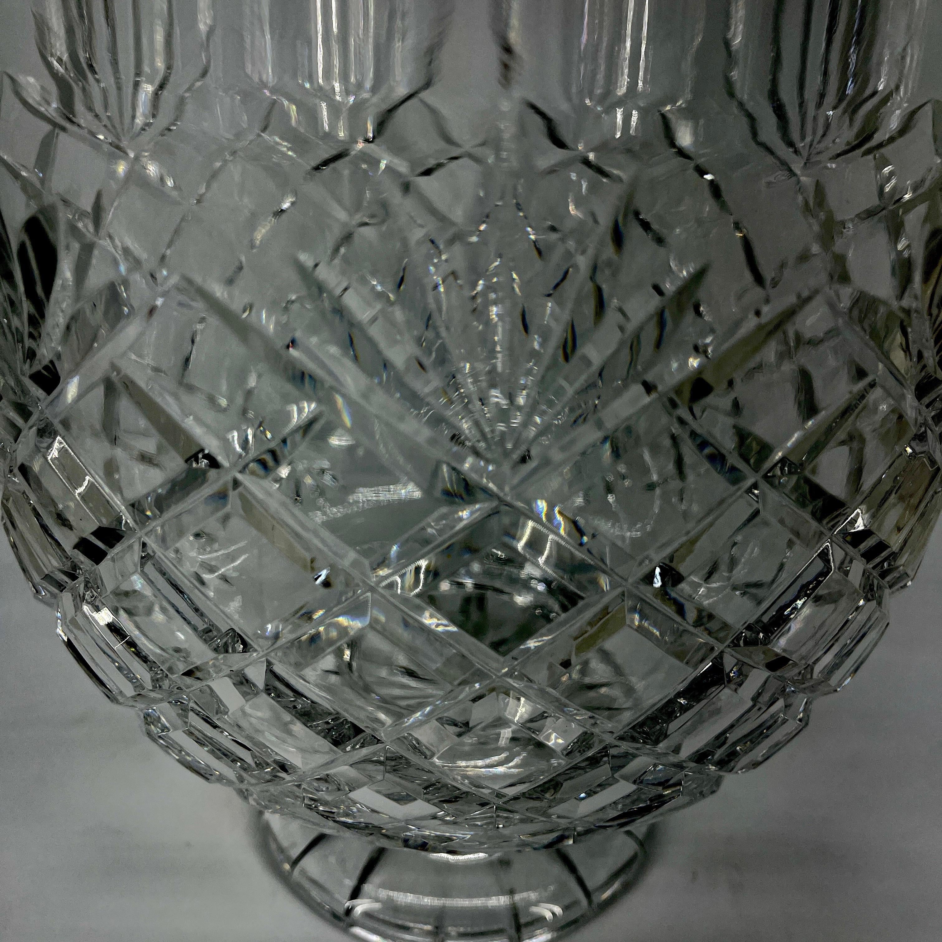 Large Vintage Waterford Cut Crystal Footed Bowl, Ireland, 1950's In Good Condition In Haddonfield, NJ