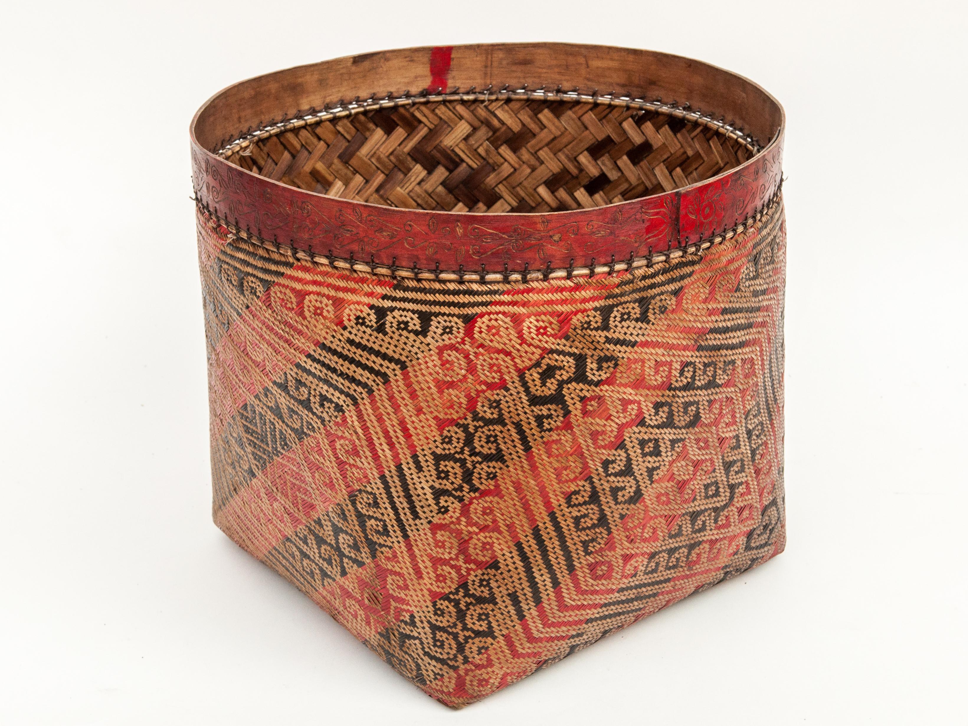 Tribal Large Vintage Wedding Basket. Woven Design, Iban of Borneo, Late 20th Century