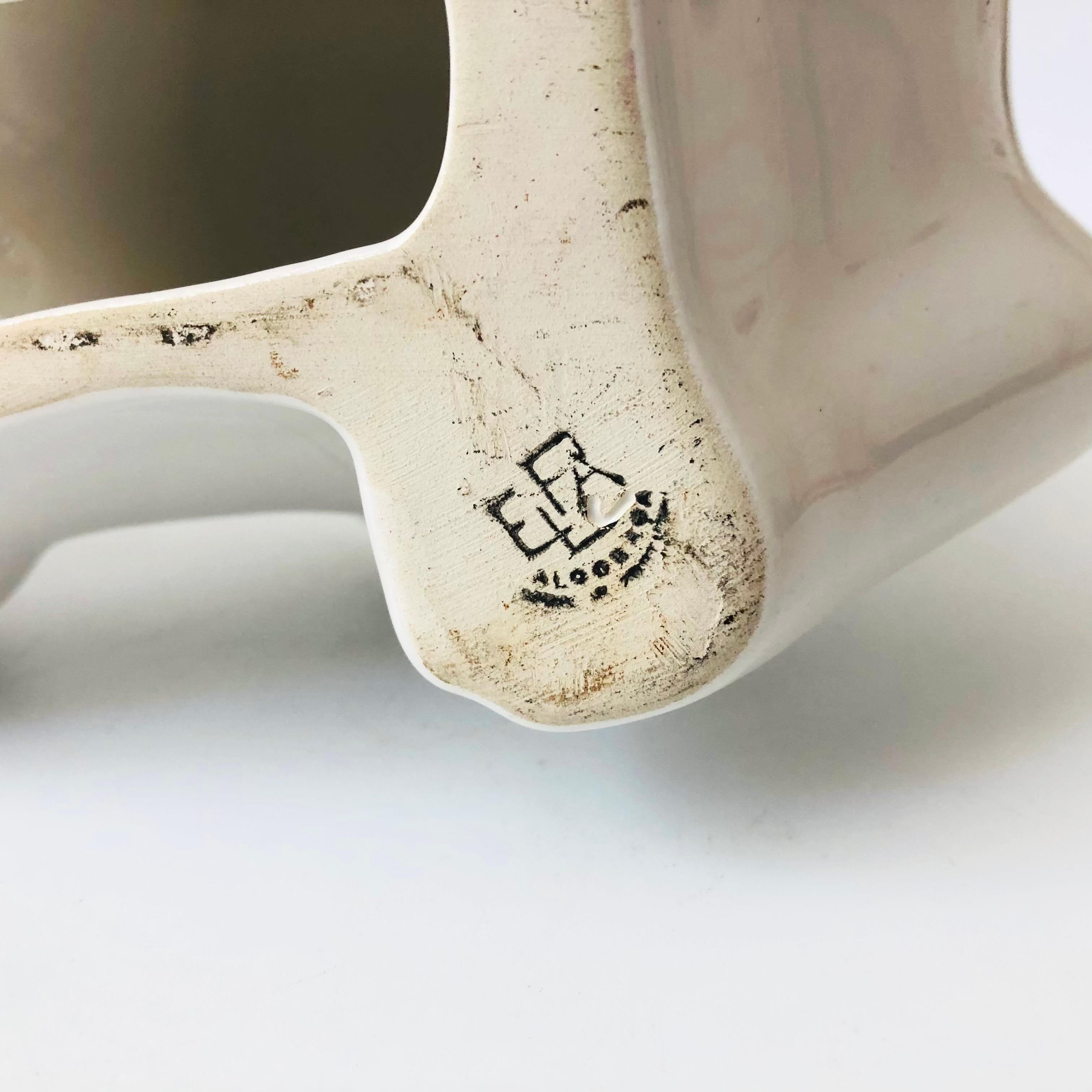 Large Vintage White Ceramic Cat by Elpa Alcobaca Portugal For Sale 5