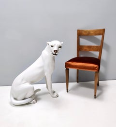 Large Vintage White Ceramic Panther Ascribable to Giovanni Ronzani, Italy