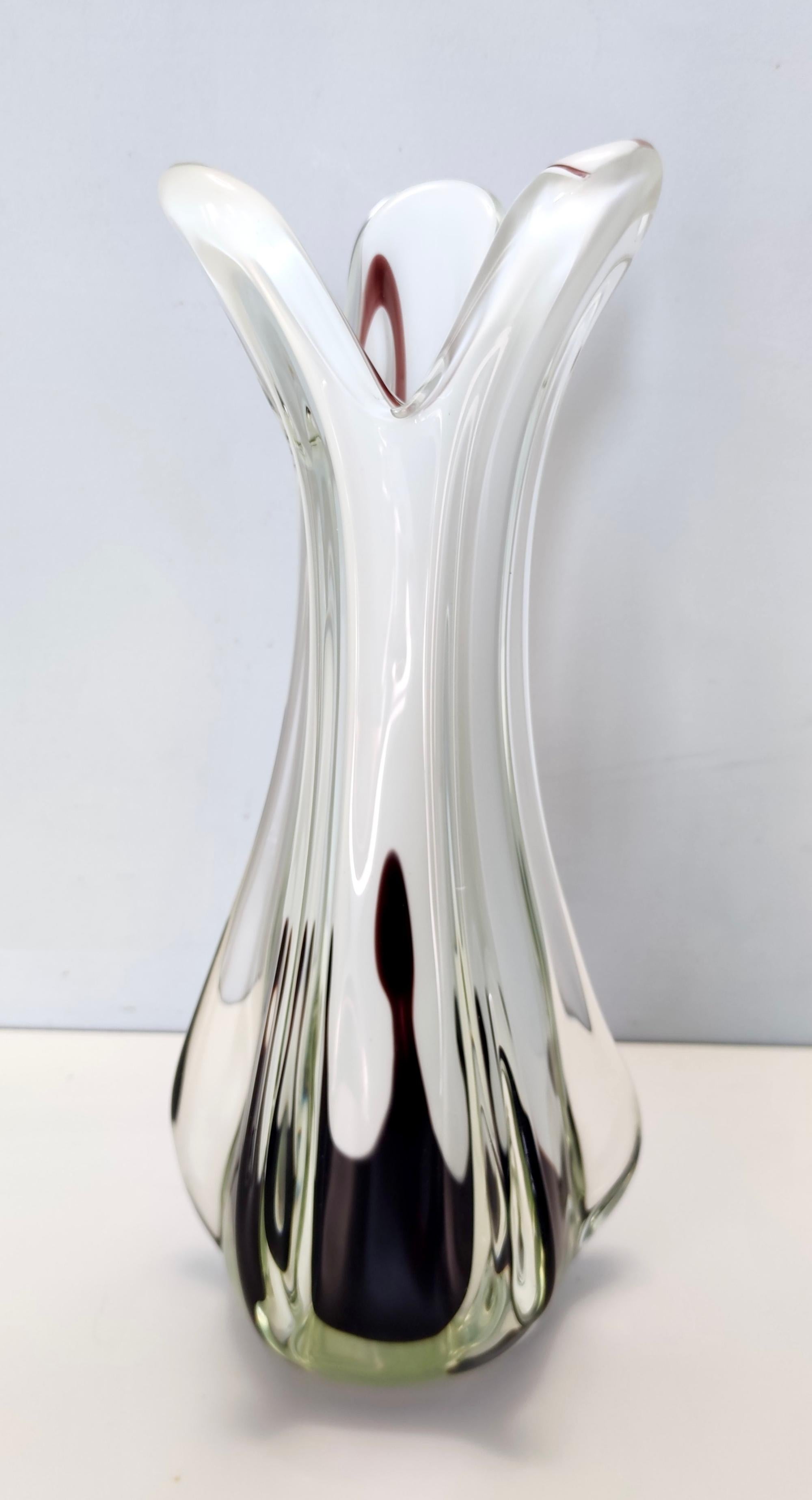 Mid-20th Century Large Vintage White Hand Blown Sommerso Glass Vase by Fratelli Toso, Italy For Sale