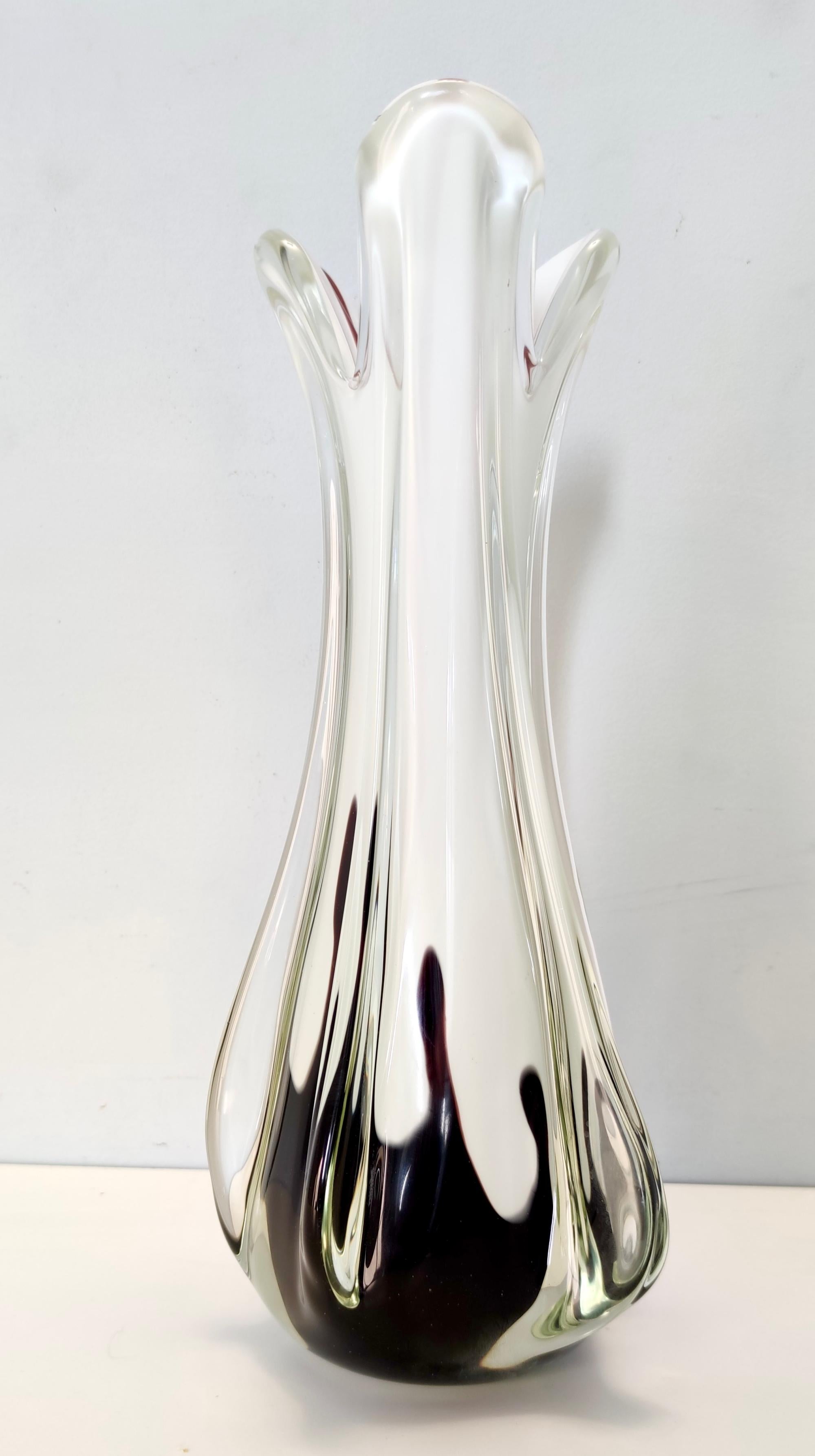 Murano Glass Large Vintage White Hand Blown Sommerso Glass Vase by Fratelli Toso, Italy For Sale