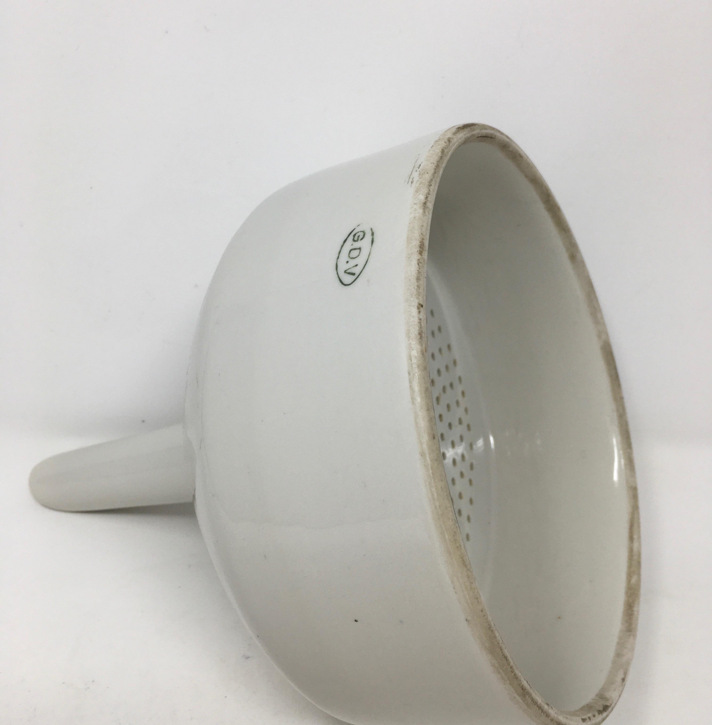 Industrial Large Vintage White Ironstone Funnel