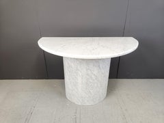 Large vintage white marble console table Italy, 1970s