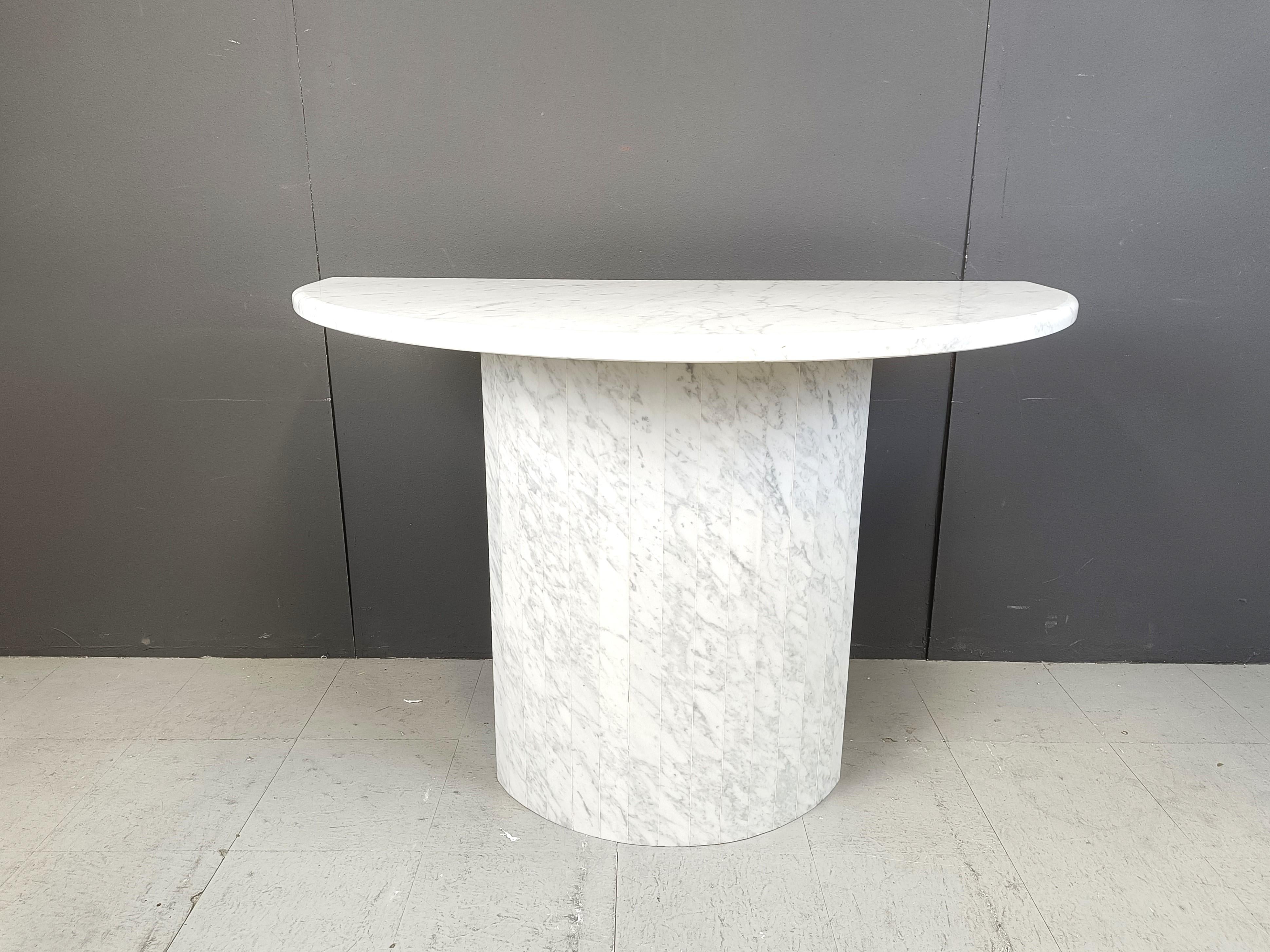 Mid-Century Modern Large vintage white marble console table Italy, 1970s