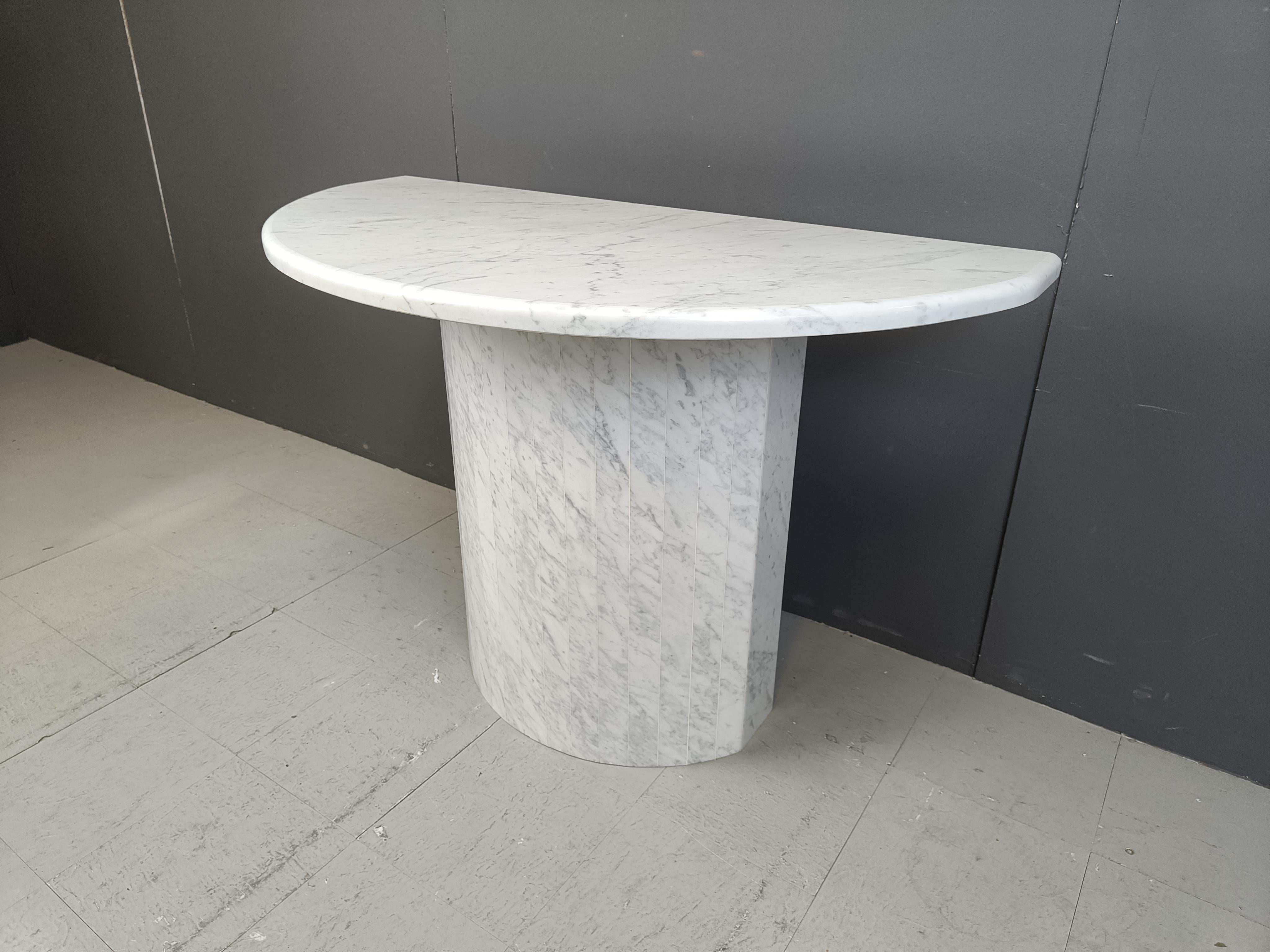 Late 20th Century Large vintage white marble console table Italy, 1970s