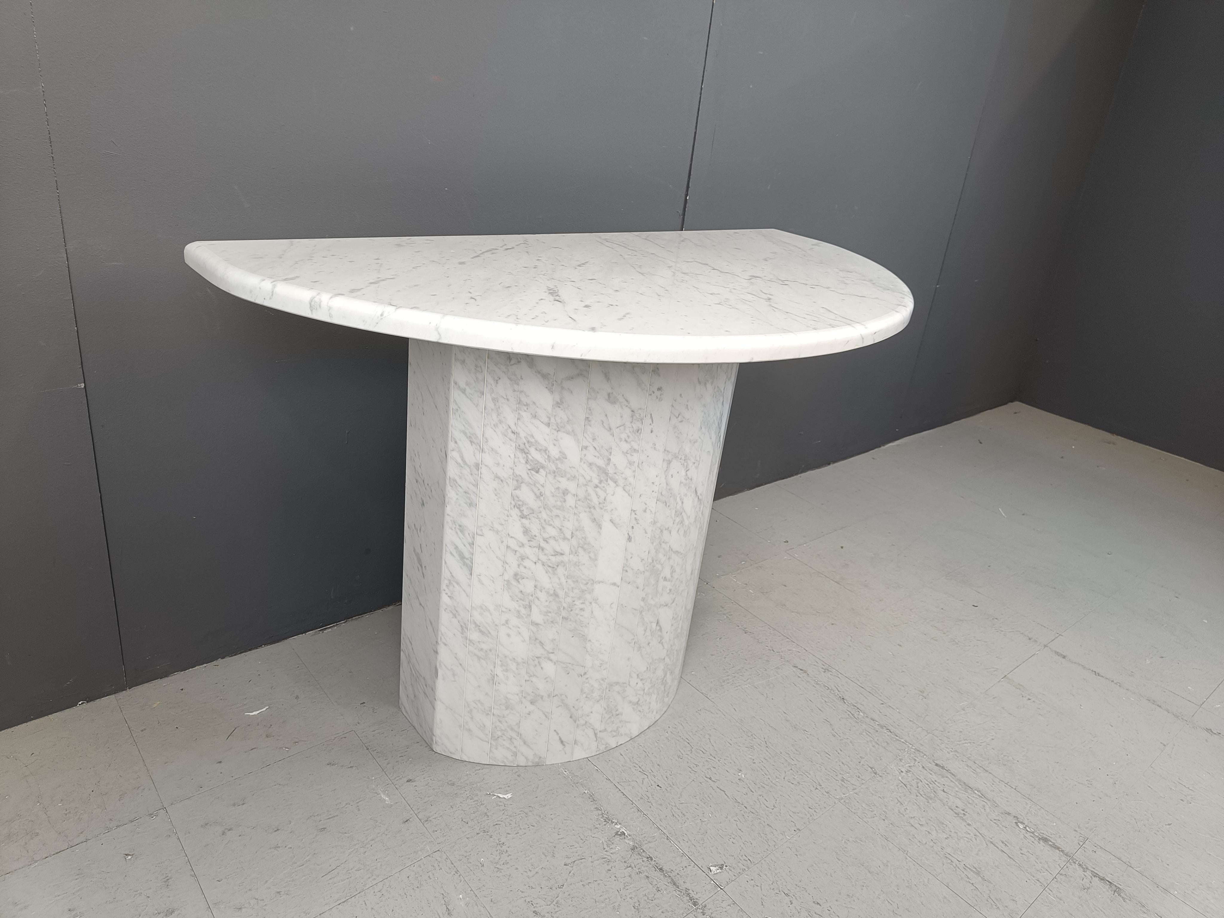 Marble Large vintage white marble console table Italy, 1970s
