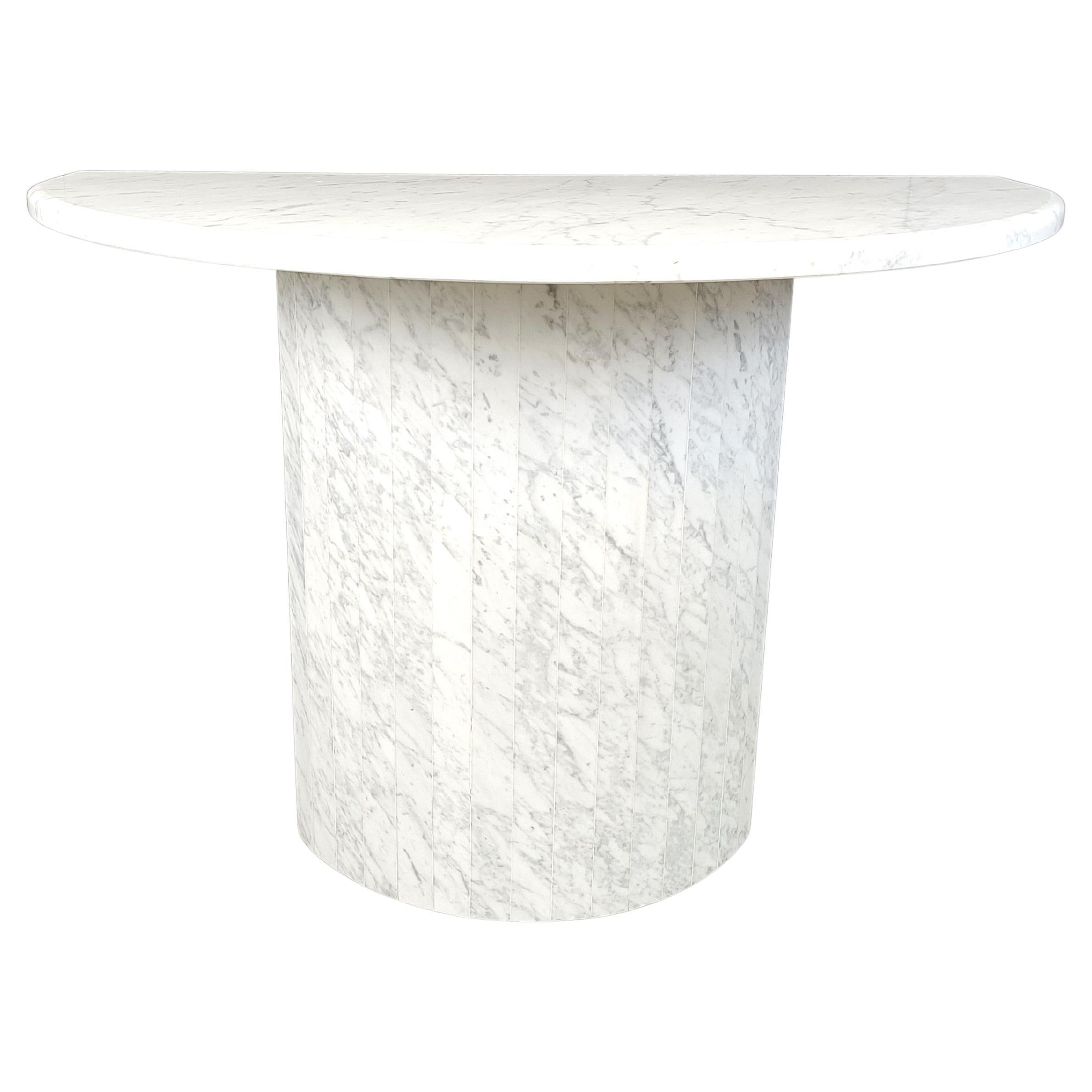 Large vintage white marble console table Italy, 1970s