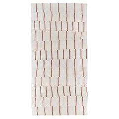 Large Vintage White Turkish Kilim Flat Weave Rug Runner 14' x 26'