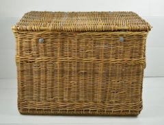 Large Vintage Wicker Travel Trunk or Log Basket