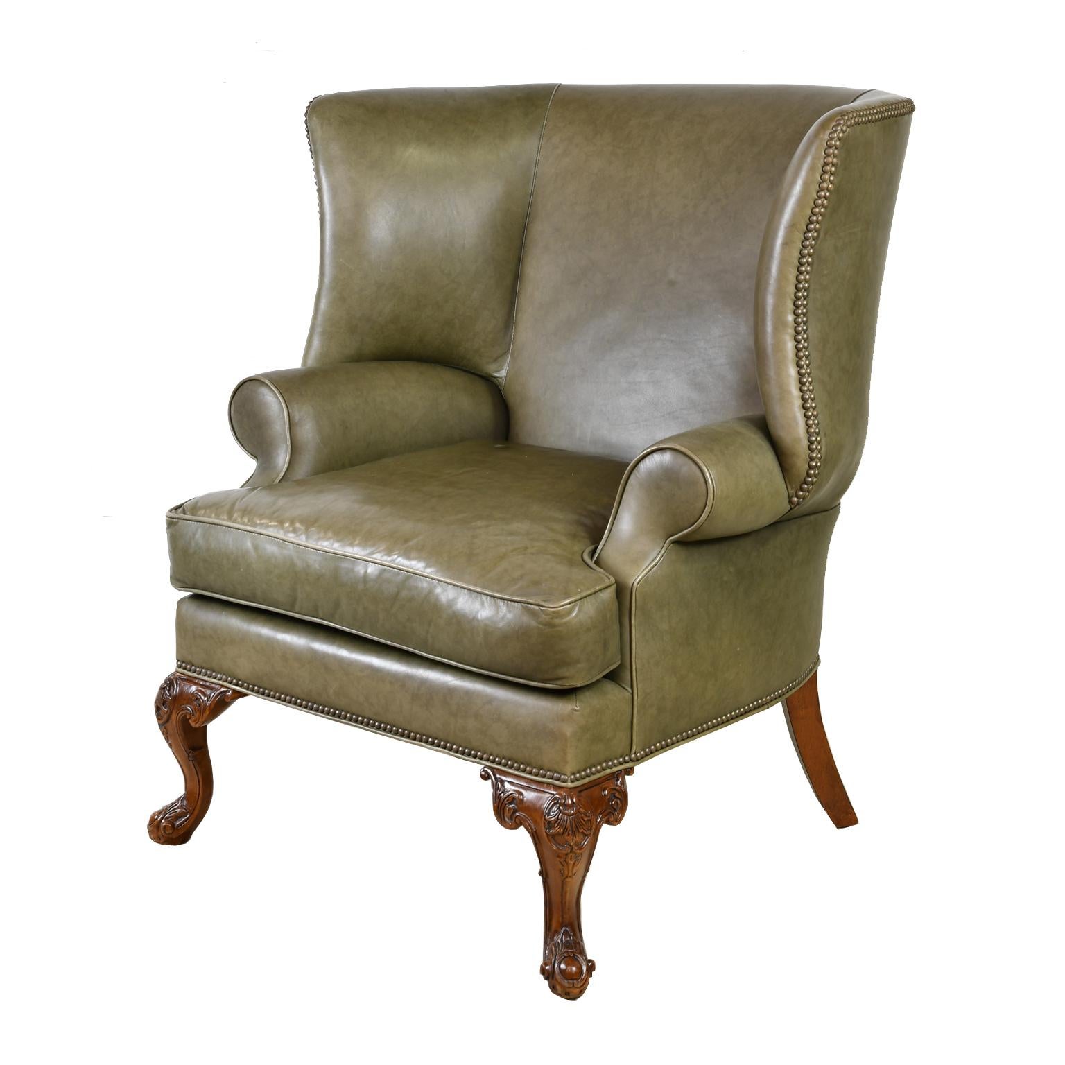 sage green wingback chair
