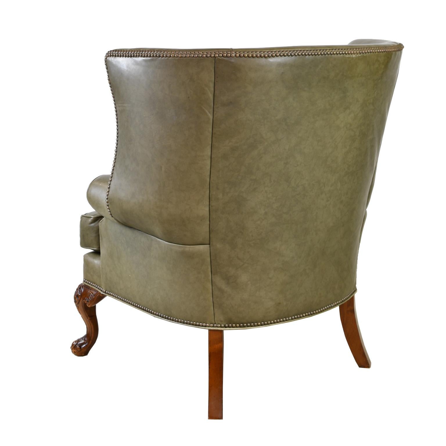 sage green leather chair