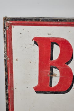 Large Vintage Wood Americana Folk Art Barber Shop Billboard Sign, c 1940s