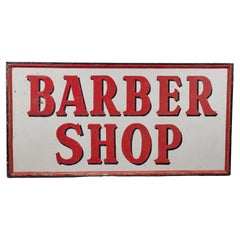 Large Vintage Wood Americana Folk Art Barber Shop Billboard Sign, c 1940s