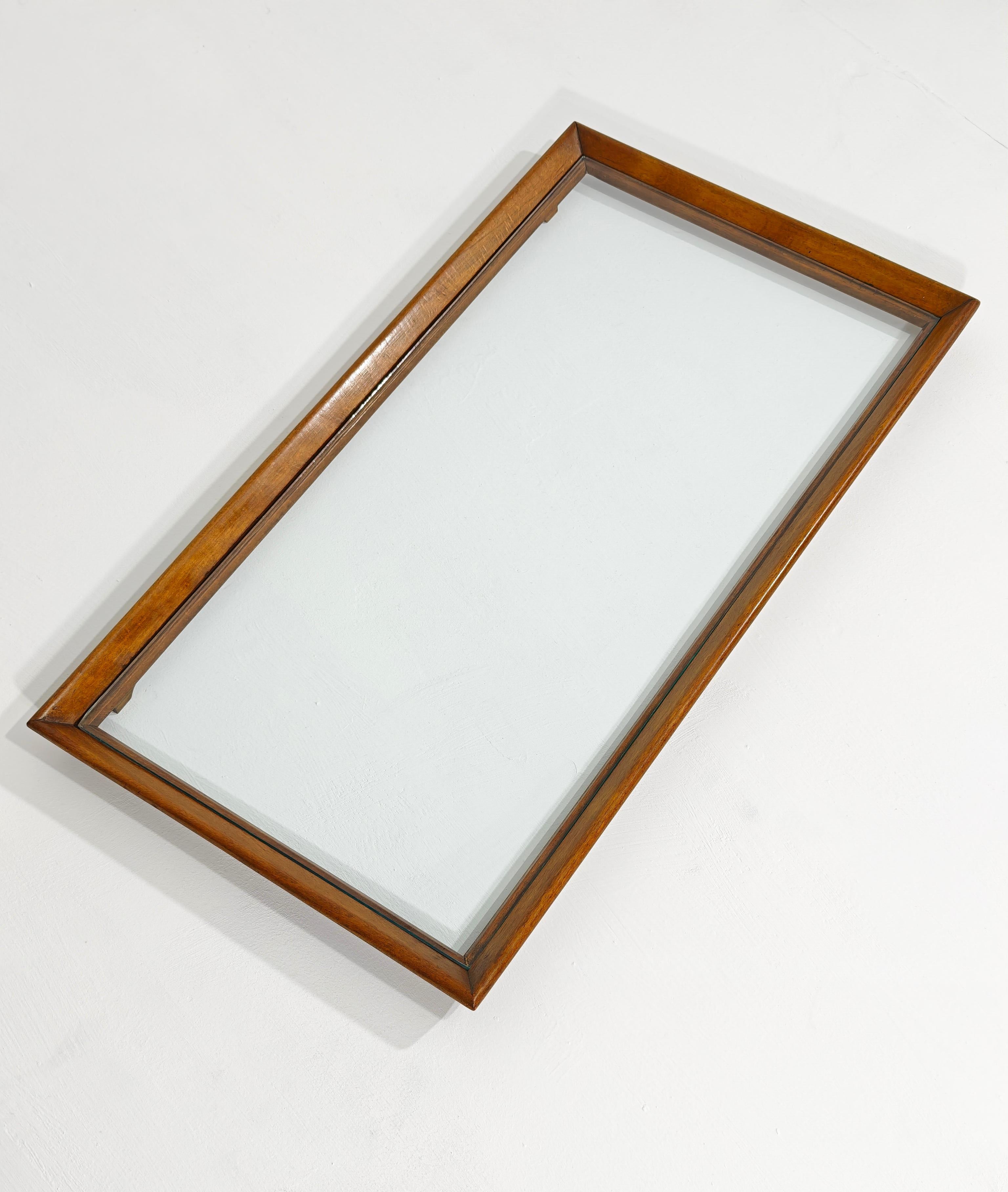 Grande vassoio da portata vintage in legno e vetro Mid-Century Design Italia 1960s in vendita 7
