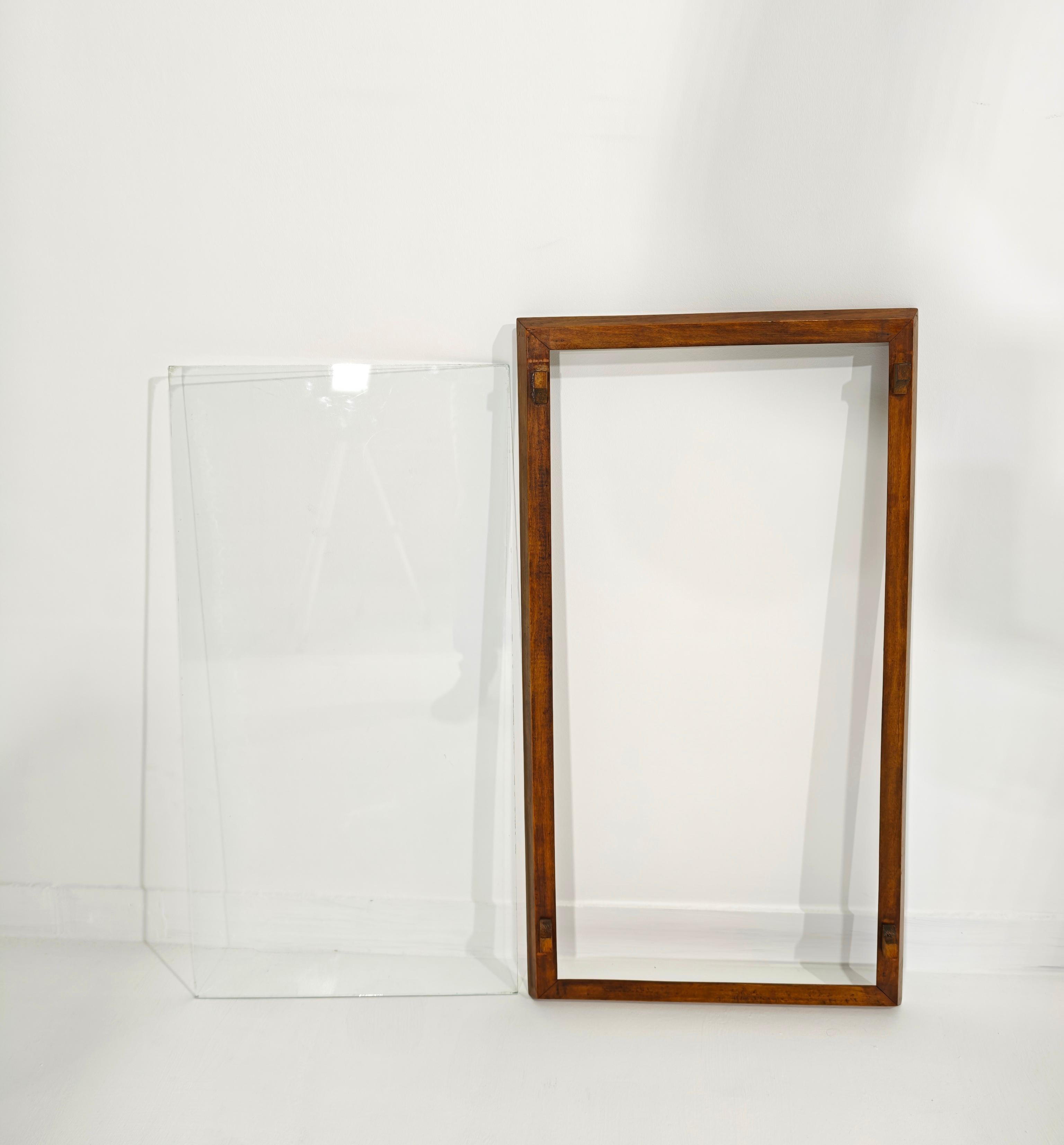 Grande vassoio da portata vintage in legno e vetro Mid-Century Design Italia 1960s in vendita 9