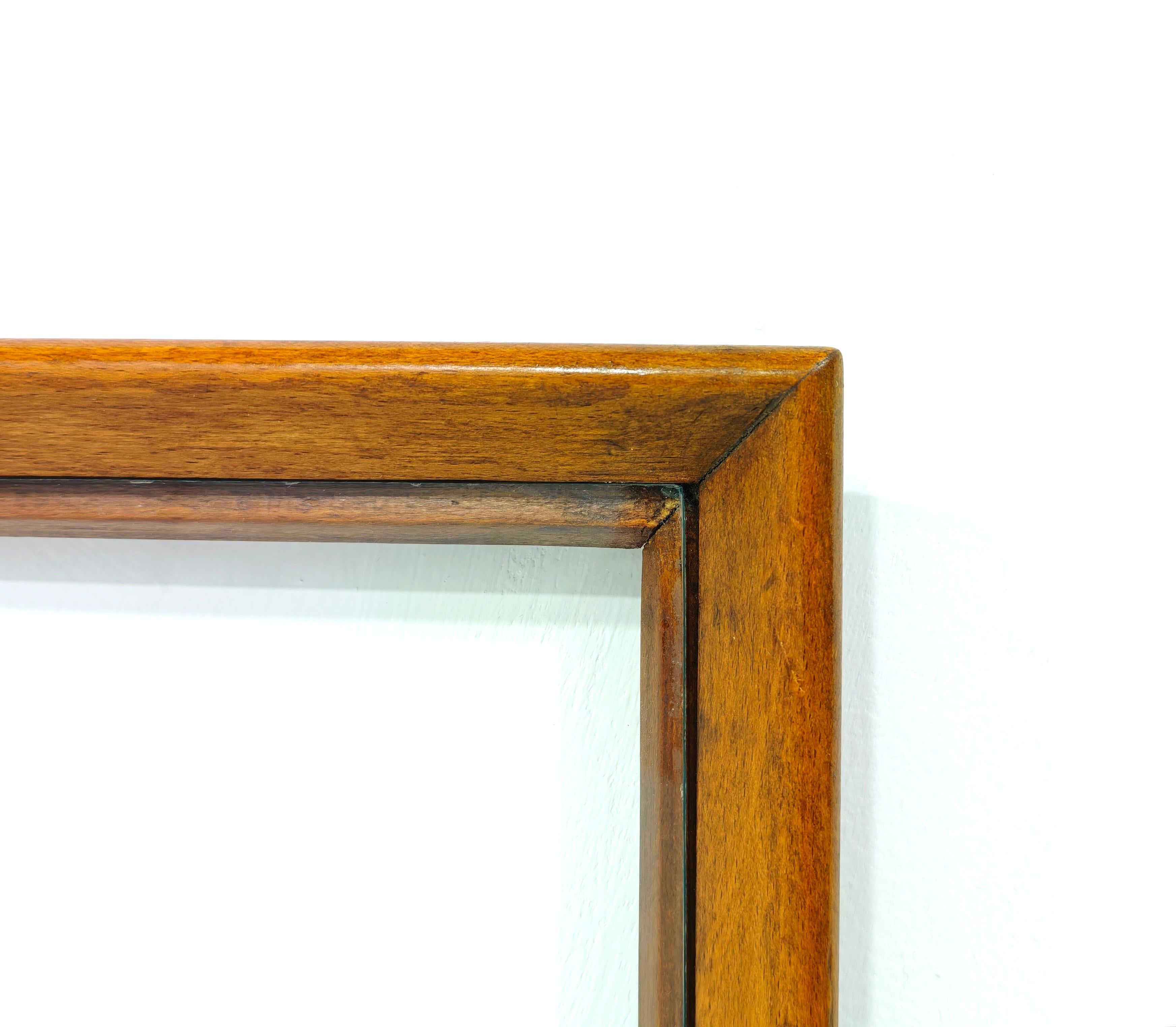 XX secolo Grande vassoio da portata vintage in legno e vetro Mid-Century Design Italia 1960s in vendita