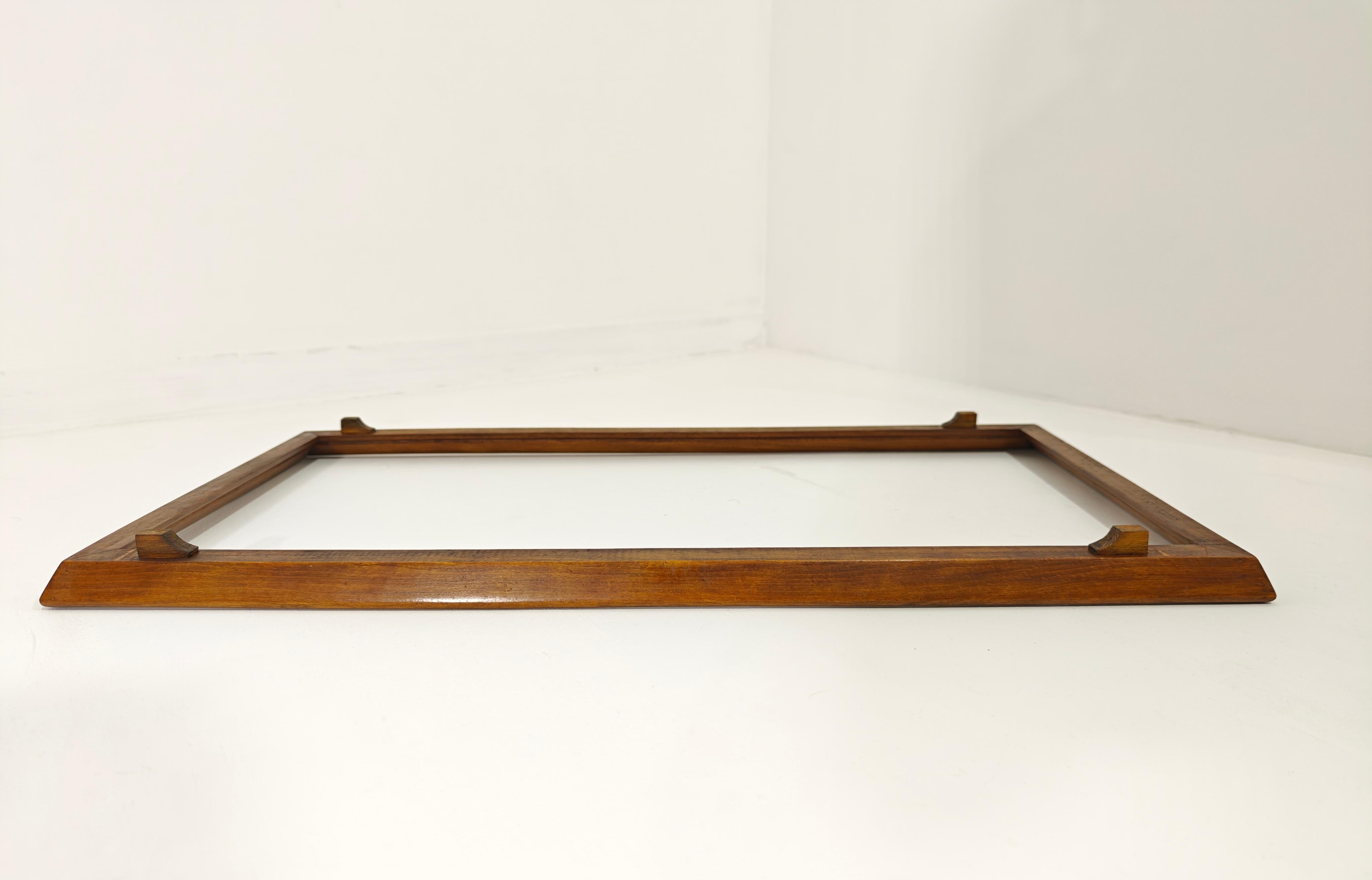 Grande vassoio da portata vintage in legno e vetro Mid-Century Design Italia 1960s in vendita 2