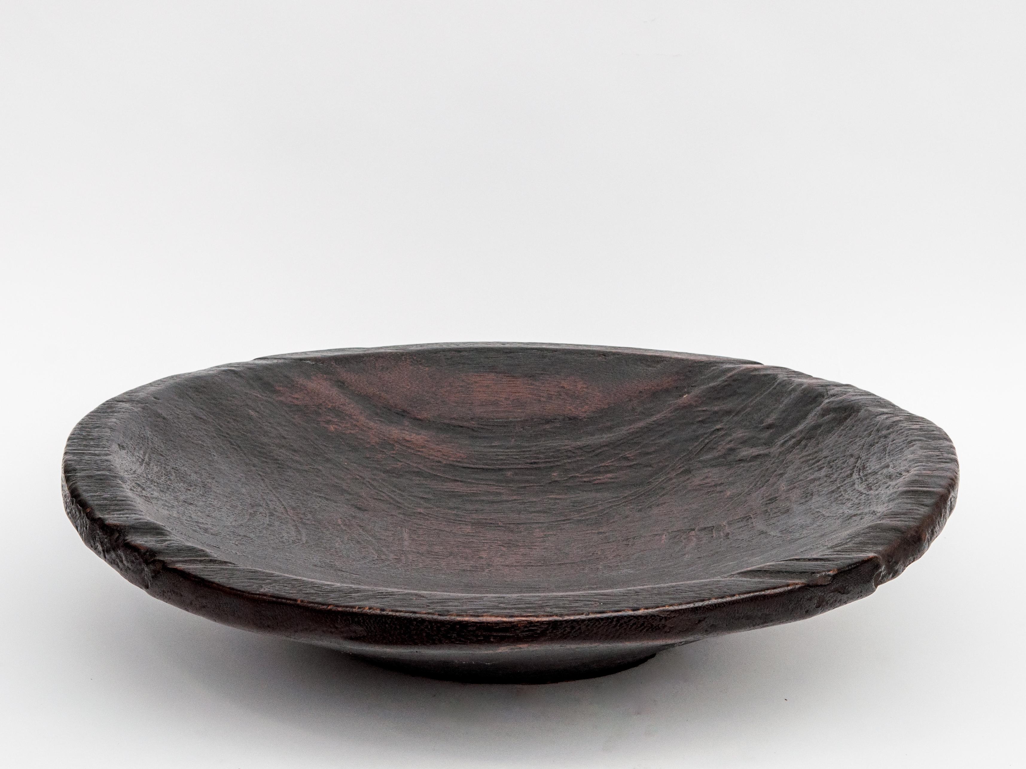 Organic Modern Large Vintage Wood Bowl, Sumatra, Jackfruit Wood, Stained, Mid-Late 20th Century
