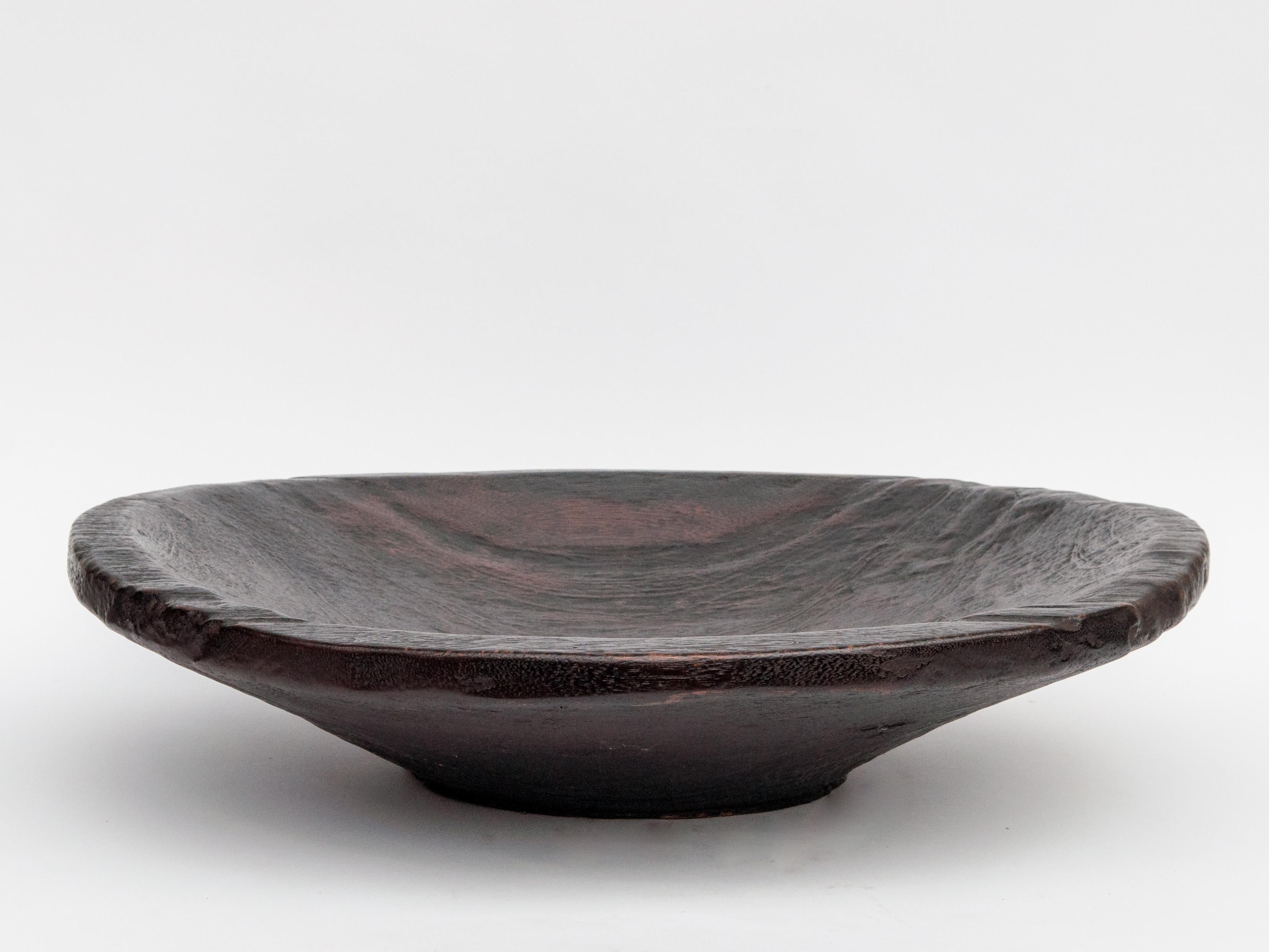 Indonesian Large Vintage Wood Bowl, Sumatra, Jackfruit Wood, Stained, Mid-Late 20th Century
