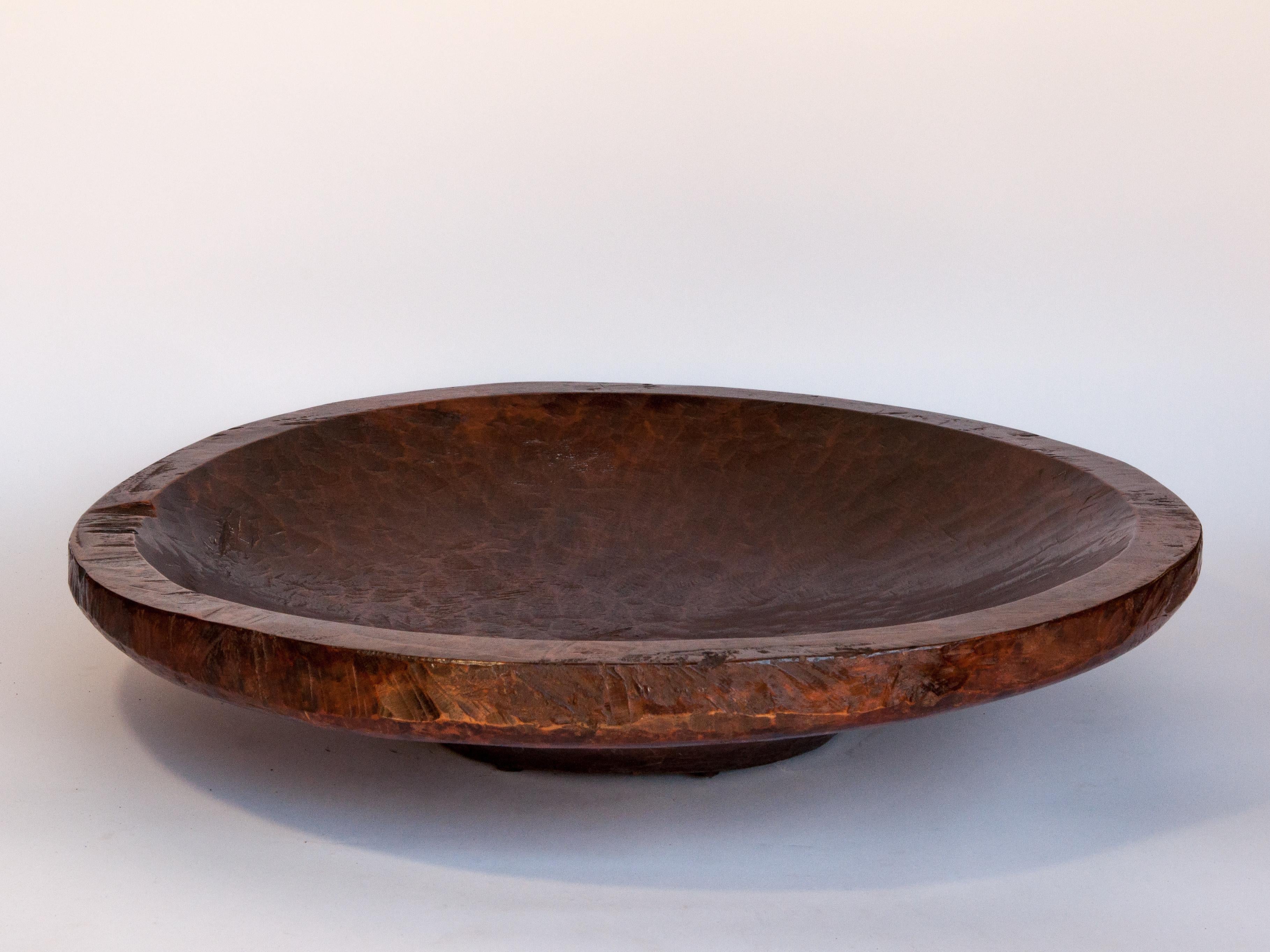 Large Vintage Wooden Bowl Lampung, Sumatra, Merbau Wood, Mid-20th Century In Good Condition In Point Richmond, CA