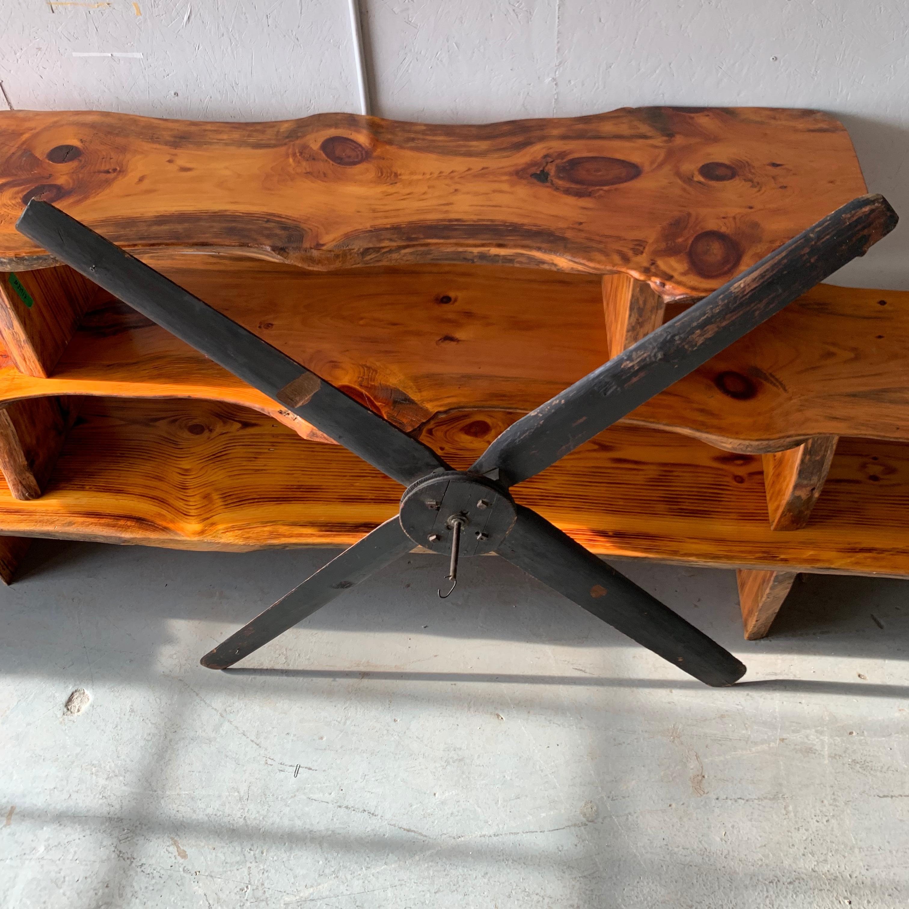 Large Vintage Decorative Wooden Ceiling Fan In Good Condition For Sale In Haddonfield, NJ