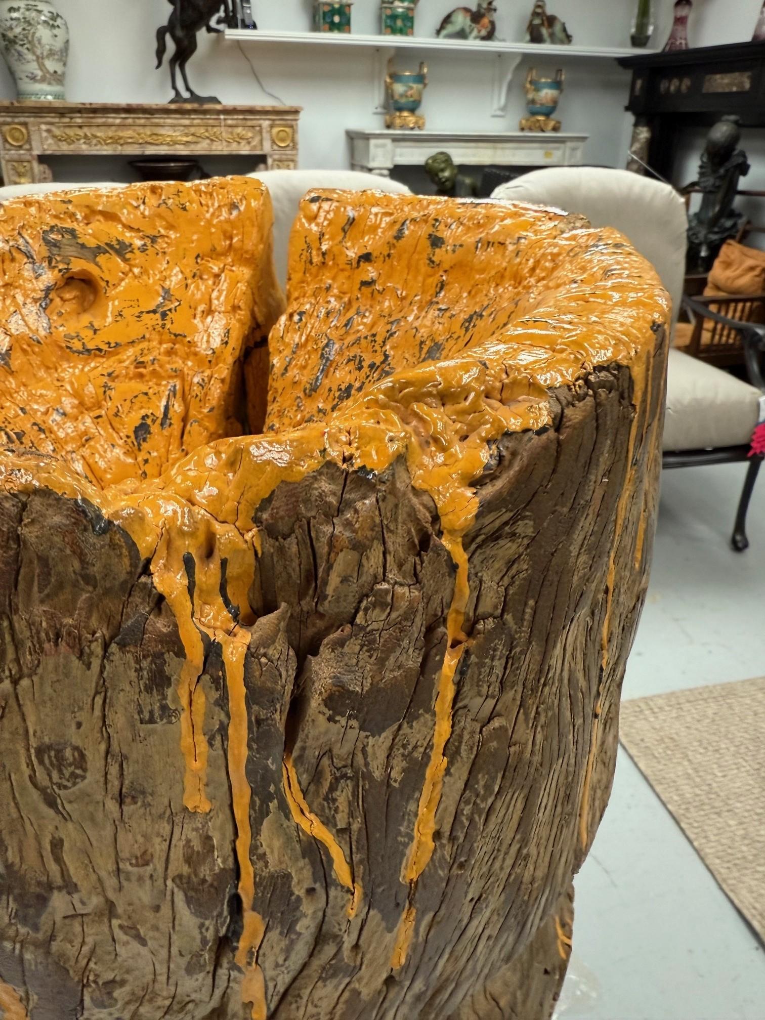 Grand sanctuaire, jardinière, arbre ou base de racines vintage en bois en vente 5