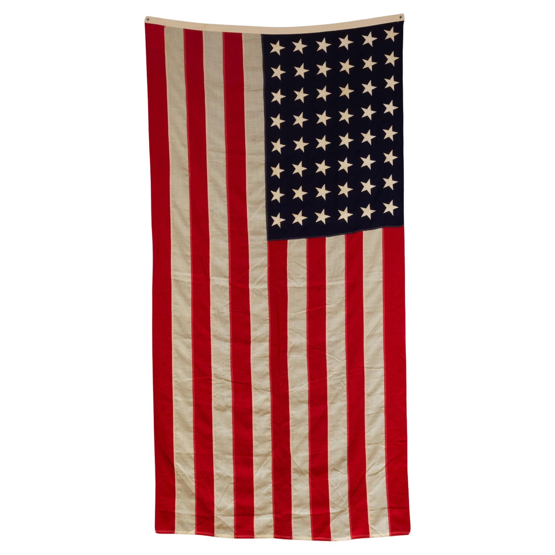 Große amerikanische Vintage-Vintage-Wollflagge mit 48 Sternen, ca. 1940-1950, kostenloser Versand im Angebot