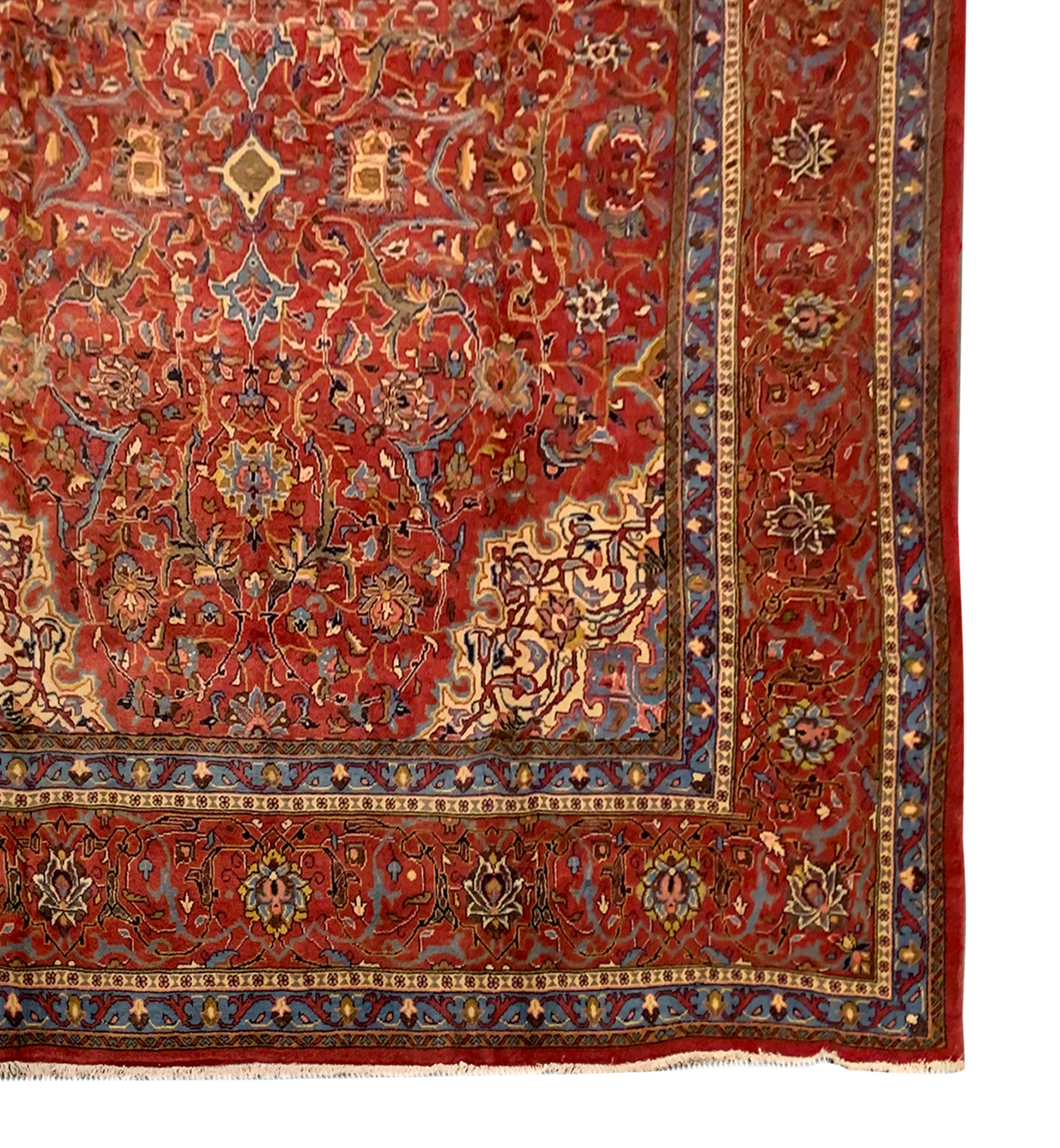 Großer handgewebter traditioneller roter Teppich aus Wolle im Vintage-Stil im Angebot 1