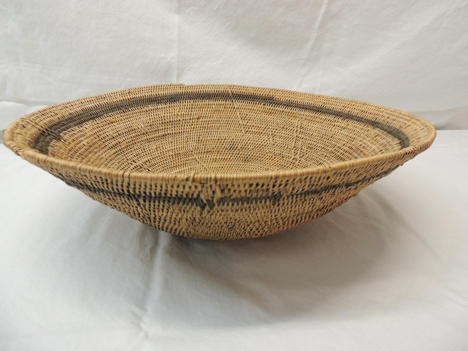 Tribal Large Vintage Woven Seagrass Ethnic Round African Basket