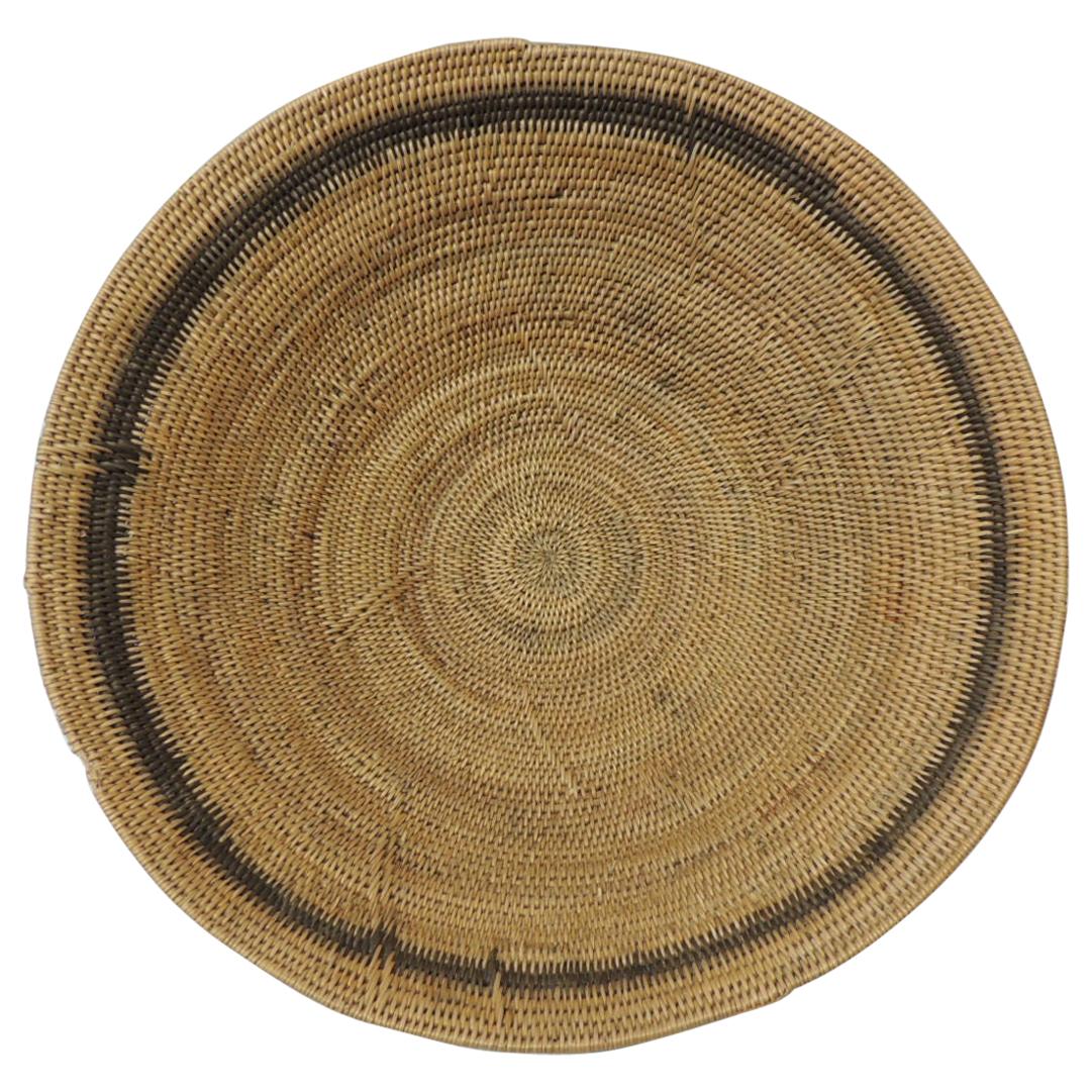 Large Vintage Woven Seagrass Ethnic Round African Basket