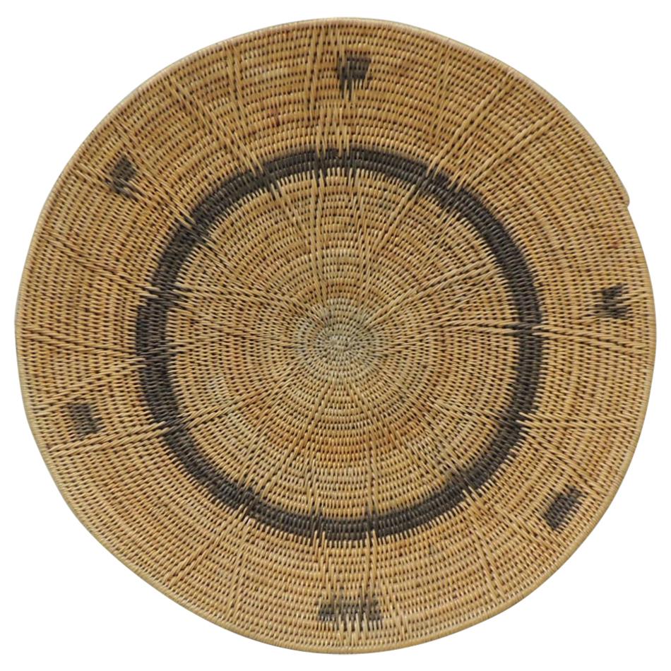 Large Vintage Woven Seagrass Ethnic Round African Basket