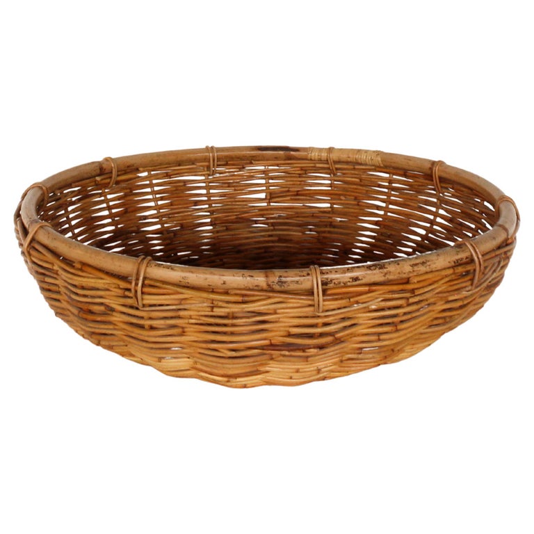 Large Vintage Woven Wall Decorative Basket For Sale at 1stDibs