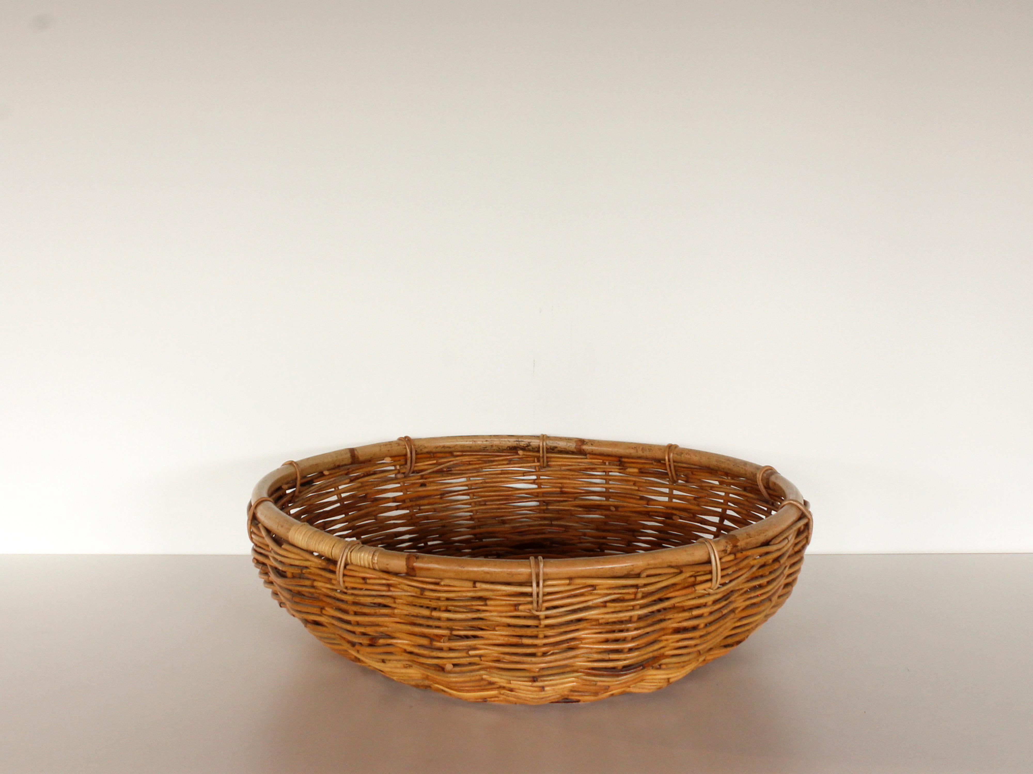 Folk Art Large Vintage Woven Wall Decorative Basket