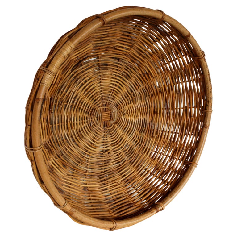 Large Vintage Woven Wall Decorative Basket For Sale at 1stDibs