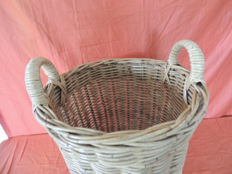Large Vintage Woven Willow Basket with Handles at 1stDibs