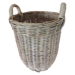 Large Vintage Woven Willow Basket with Handles
