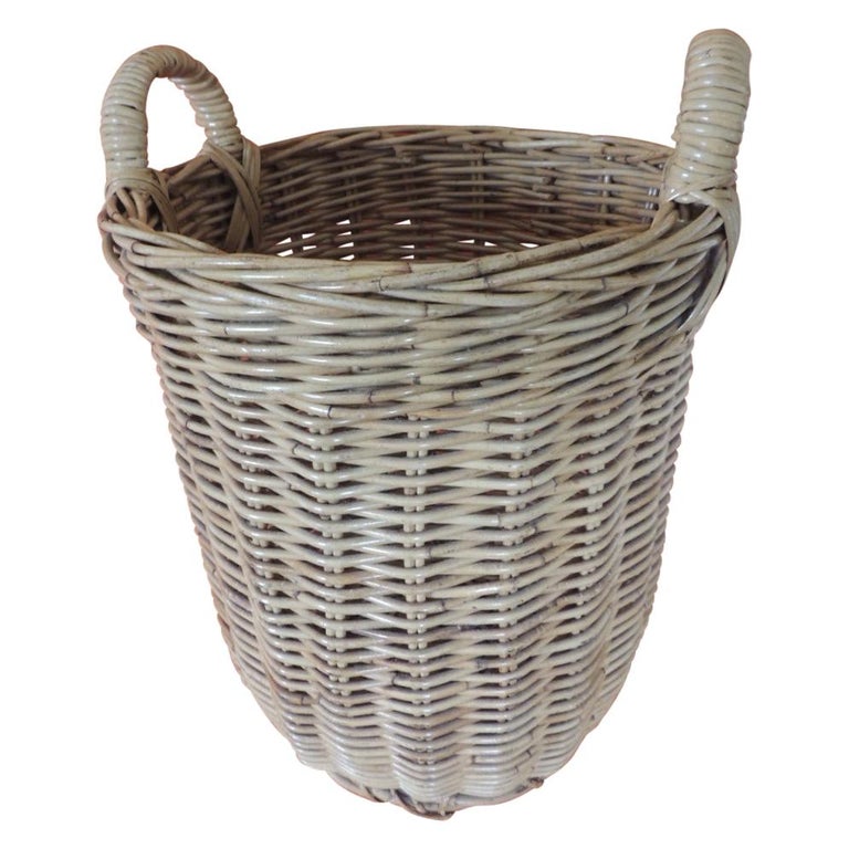 Large Vintage Woven Willow Basket with Handles at 1stDibs