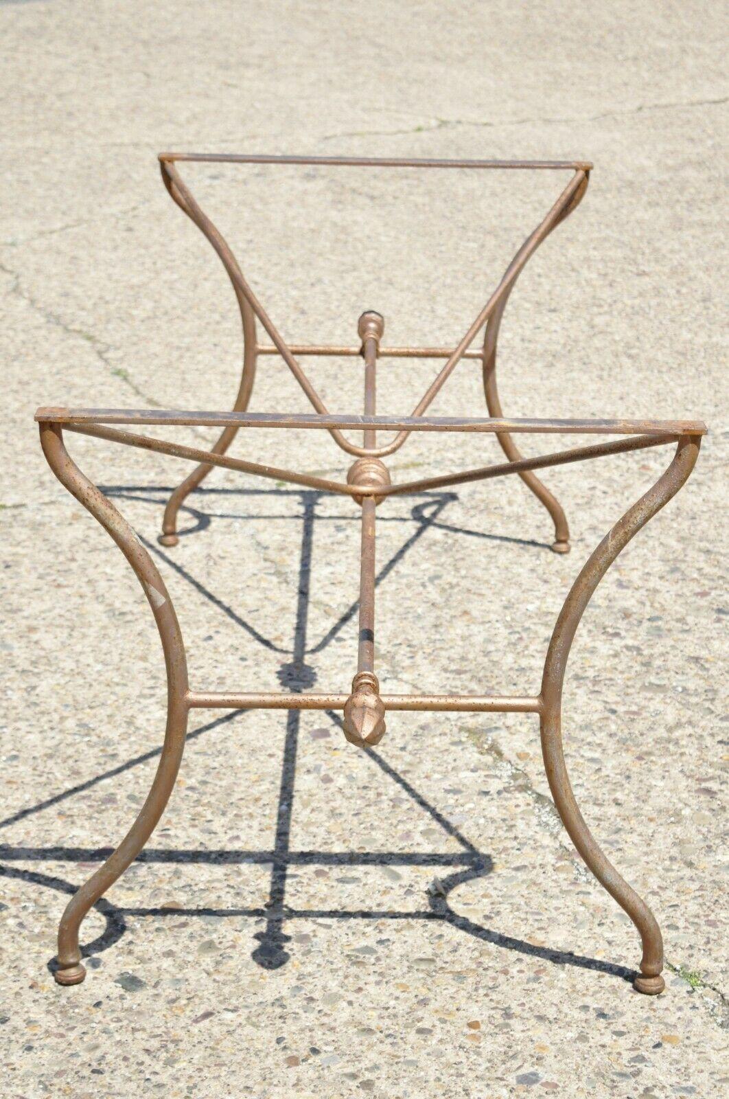 Large Vintage Wrought Iron Italian Regency Garden Patio Dining Pastry Table Base For Sale 6