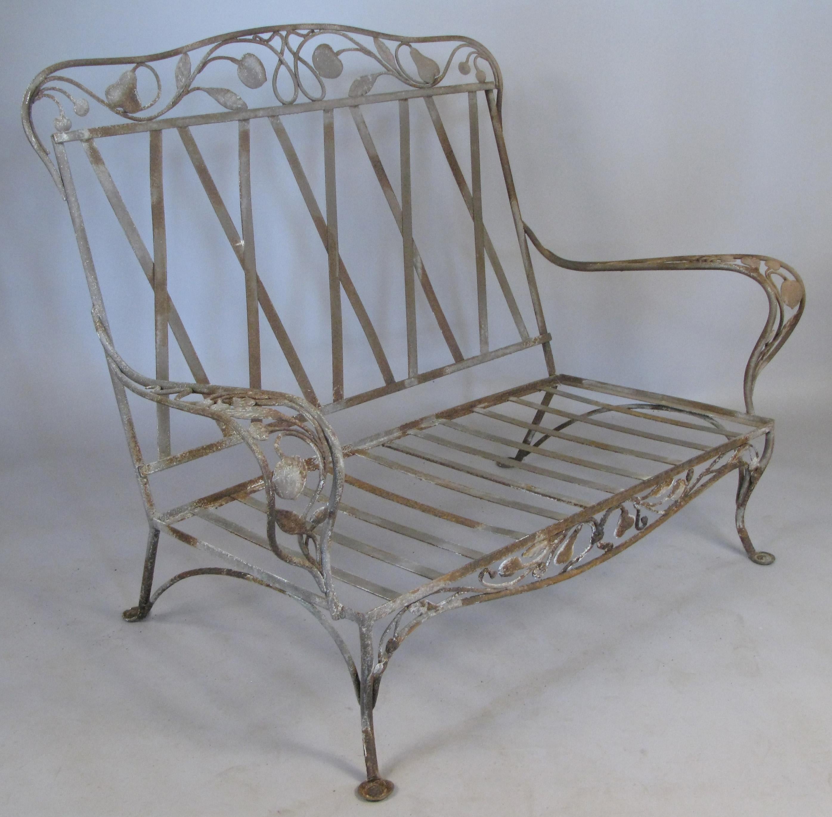American Large Vintage Wrought Iron Settee by Salterini