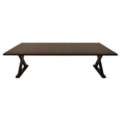 Large Used X-Frame Hardwood Dining Table, Seats 8 